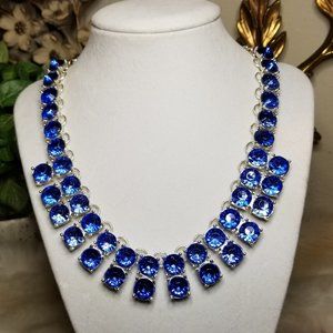 Blue Faceted Glass Bib Necklace